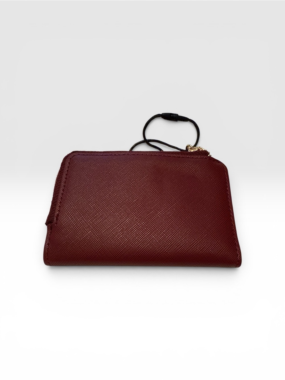 MNG Burgundy Saffiano Zip Wallet with Gold Logo - Picture 3 of 4